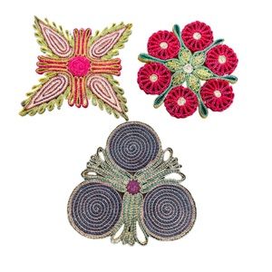 Vintage Lot of 3 Woven Wicker Straw Trivet Hot Pad Rattan Raffia